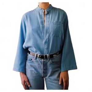 NEW CISSA parachute long sleeve shirt in classic denim